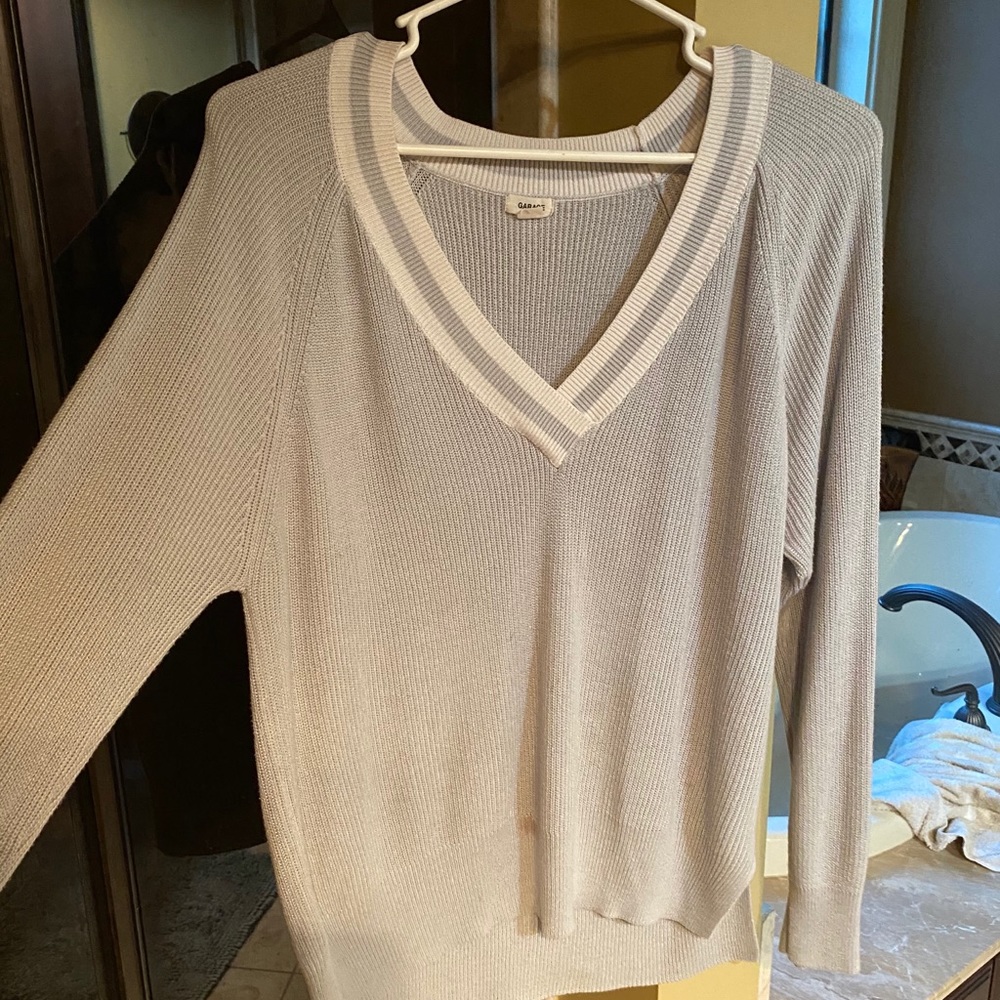 GARAGE White and Grey Jock Varsity Sweater